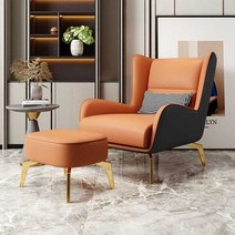 리셉션 가죽쇼파 호텔 라운지 럭셔리 대기의자 이태리, 오렌지색과오렌지색물떼새격자-황금색다리허리베개