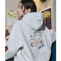 꼼파뇨 개굴팝 자수 후드티 후드티셔츠 멜란지화이트