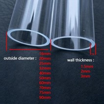 수영튜브 Perspex투명 원형 아크릴 튜브 50cm 길이 16mm 90mm 수조용 고투명 1, 1 Pcs+OD 20 X 2mm+45  50cm
