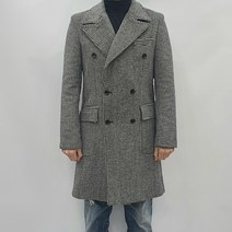 브랜드라인 남자 울 모직 하운드 체크 더블 겨울 코트 아우터