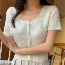 [바보사랑] 겟잇미 아크릴 울 반팔 니트 데일리 가디건[겟잇미]