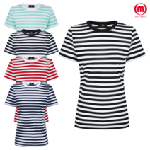 [재입고/색상추가]엠바골프 여성 데일리 기본 스트라이프 단가라 라운드 반팔티셔츠 M222LTS012