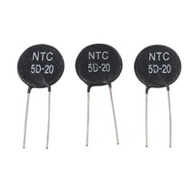 감지 돌입 전류 리미터 서미스터 NTC 5D-20 5 옴, 하나, 검정