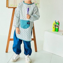 이지고 아기 유아 어린이 미술가운 키즈 초등 미술 앞치마, 민트