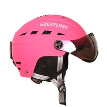 goexplore 스키 헬멧 키즈 성인 일체형 경량 헬멧 바이저 스노우보드 장비 스노우 스케이트보드 헬멧 어린이, 분홍색, m