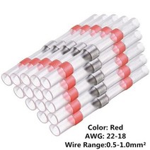 자동스위치 토클스위치 DIY스위치 10 PCS 열 수축 와이어 커넥터 SST21 방수 슬리브 AWG2218 버트 전기 스플라이스 주석 도금 솔더 씰 터미널, 없음, Solder Seal Red+50PCS