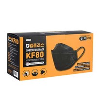 엠플러스미세먼지황사마스크[KF80] 엠플러스 KF80 마스크 블랙 화이트 개별포장 50매입, KF80(블랙) 1매입 x 50