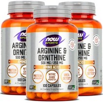 Now Foods 아르기닌 & 오르니틴 500/250 100 캡슐, 100정x3병
