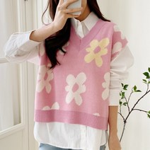 [끄레아또레] 왕꽃잎 박시한 브이넥 조끼 GL222MA403