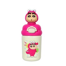 짱구는 못말려 입체 피규어 보온 보냉 스테인리스 원터치 빨대 텀블러 다나에, 로즈500ml