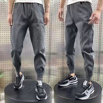 스판 배기바지 겨울 가을 남자바지 인싸템 같은스타일 슬림 몸빼 트렌드 조거 흐름 두터운 융털 9부 2686302124, 그레이 834 이미지컷 타입 전문점