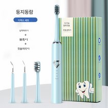 스마트 초음파 세정기 가정용 충치기 전동 세정기 치아미치 결석제거기, 블루높은일치(1지적헤드+1플랫헤드+1브러시헤드), 하나