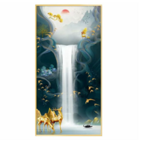 자아내는 웅장한 대형 폭포 그림 보석십자수 재물복 풍수 아이템 비즈 전체수 벽장식 인테리어, 60*110cm