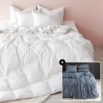 라뽐므 코튼 구스 이불 사계절용+쥬이씨 이불커버, SS(0.8kg)_화이트, 화이트