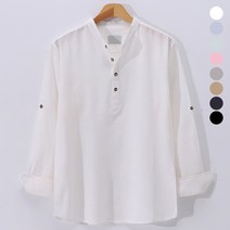 후앙스 헨리넥 린넨 차이나 긴팔 롤업 셔츠 SBST-8125