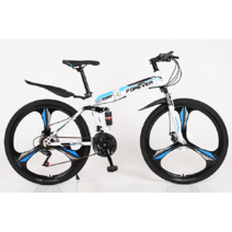 MTB 입문용 접이식 카본 프레임 산악 자전거 24인치 26인치, 24단, 27.5인치, 3 개  블레이드 휠-화이트 블루