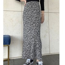 범범 호피 레오파드 패턴 H라인 밴딩 롱 스커트