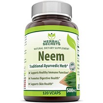 Herbal Secrets Neem 500 Mg 120 채식주의 캡슐(비 GMO)은 혈액 정화를 촉진하고 촉진합니다., 상세내용 참조, 1개