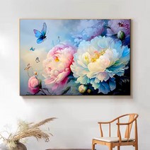 실십자수 프린트패키지-모란과 나비-9ct전체수(4올수), 1개