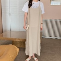 [바보사랑] 여성 봄 여름 랩시끄 끈나시 A라인 롱 원피스