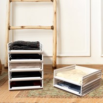 풀 슬라이딩 옷정리 적층 트레이 중형 10P, 화이트