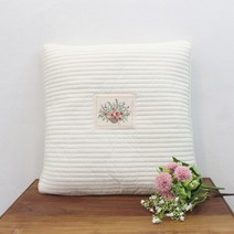 수피아코코 광목크림 왕골 누비 자수 방석