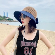 BUyuS벙거지 여성밀집모자 플로피햇 라피아햇 밀짚모자 오버핏벙거지 여름벙거지 배색 여름버킷햇 벙거지모자굿딜 브이숍