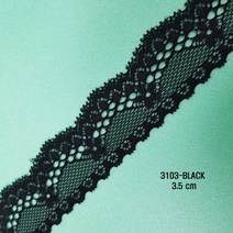 dklace 스판레이스모음 / 레이스 3103 폭 3.5cm 자가드, 블랙