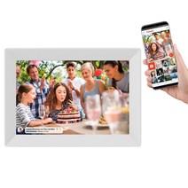 전자액자 스마트 디지털액자 와이파이 10 1 인치 사진 사진 프레임 1280 x 800 ips 터치 스크린 분리형 홀더 16gb 사진 프레임 앱 제어, 영국 플러그, 하얀색