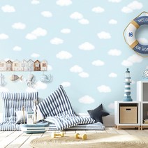 새로고침 만능풀바른벽지 합지 KS93430-1 구름 블루, 일반풀바른벽지, 290cm