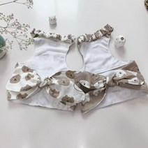 골든독 강아지 곰돌이 쿨바대+아이스팩SET 프렌치불독 웰시코기 퍼그 아메리칸불리 중형견 착용가능 쿨조끼 옷, 아이보리(바탕)