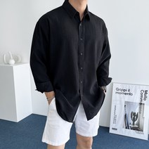 데일트 남자 여름 에어 플리츠 오버핏 셔츠 남방