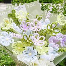 모루꽃다발 만들기 diy 세트 뜨개 핸드메이드 키트 재료 시들지않는 부케 꽃, 마카롱 양귀비 꽃다발 키트