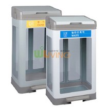 [위드리빙] 투명분리휴지통(투명) (페달형 페달O 뚜껑O) (WL-2693), 화이트