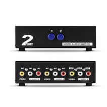 2 입력 1 출력 AV 스위치 박스 스위처 양방향 포트 스테레오 RCA 오디오 컴포지트 비디오 선택기, 한개옵션0