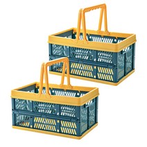 1+1세트 손잡이 접이식 폴딩박스, 2개, 중형 그린 1+1