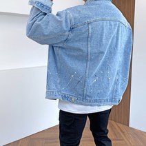 간빠레 엘루 핸드 페인팅 오버핏 데님 청자켓