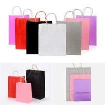 칼라 손잡이끈 종이 쇼핑백 소 - 화이트 기념품선물백 특별한선물백, 중 - 연핑크