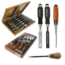 나렉스 목공용 평끌 조각도 환끌 세트 도브테일치즐 송곳, 환끌 윈도우박스 4pcs 863700