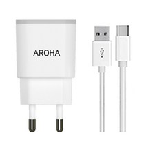 국산 아로하 2.1A 2usb 휴대폰 멀티 충전기 갤럭시 아이폰 호환 1.2M 케이블 포함, 충전기1개+1.2M C타입 케이블1개