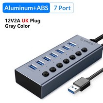 usb 멀티 pc usbhub 충전 허브 멀티허브 노트북 데스크탑 usb확장 ORICO-산업용 USB 3.0 7101316 포트 알루미늄 abs 분배기 onOff 스위치 컴퓨터 액, 7 Port UK