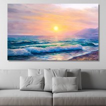 유홍아트 핑크 바다 와이드 풍경 사진 그림 액자 6호(41x27cm) (5729210)