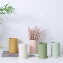 화분 다육분 그로브팟 모던화분 화분트레이 아산토기 앙플랜트, 세라믹, 하이 스트레이트 L 17x23(트레이 제외), 핑크 퍼플