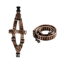 소형견 하네스 명품 개 목걸이 럭셔리 디자이너 갈색 강아지 가슴 작은 가죽 끈 세트 애완 동물 액세서리 용품, 5.