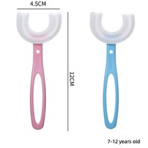 360 도 U자형 아기 칫솔 실리콘 구강 관리 청소, 6.BlueB and PinkB