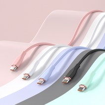 지니비 멜로우 USB A to 라이트닝 고속충전 케이블 1+1, 밀레니엄 핑크, 1M+1M