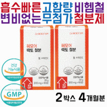닥터루템 헤모어 락토철분 변비없는철분제 흡수빠른 철분제 비헴철 무첨가 무부형제, 2박스 4개월분