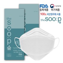 [KT알파쇼핑]더숲 KF94 귀가 편한 마스크 화이트 대형100매 / 4중 국산원자재 국내생산, 화이트/L/마스크100매
