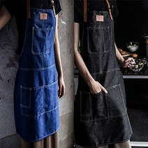 캠핑 카페 공방 데님 캔버스 작업용 앞치마 남여공용 m38 화방 공구 제작 방수 바리스타 미용실, 블루
