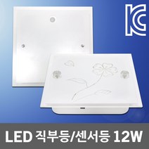 LED 사각 직부등 센서등 12W 현관 베란다 복도 계단 다용도실 유리 무테 구절초 무늬 패턴 주광색 조명 LED직부등 LED센서등 LED현관등 LED베란다등 LED복도등, 01. 신광 LED 직부등 무테 12W